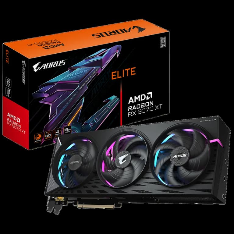 Gigabyte Radeon RX 9070 XT AORUS ELITE - 16GB, черный цвет