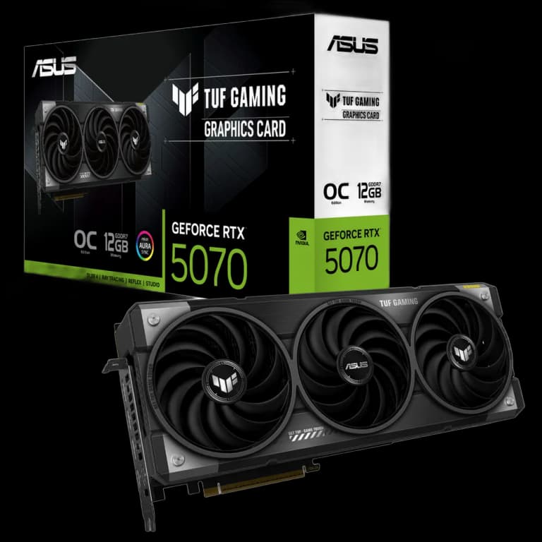 ASUS GeForce RTX 5070 TUF GAMING - 12GB, черный цвет