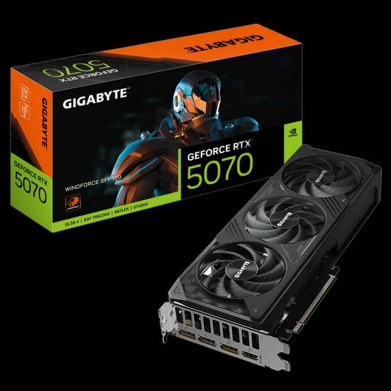 Gigabyte GeForce RTX 5070 WINDFORCE SFF - 12GB, черный цвет