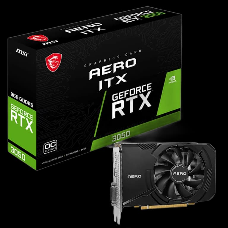  MSI GeForce RTX 3050 AERO ITX OCV1 - 8GB, черный цвет