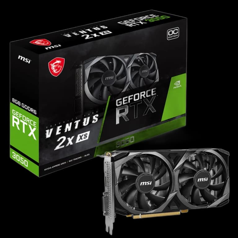 MSI GeForce RTX 3050 VENTUS 2X XS OC - 8GB, черный цвет