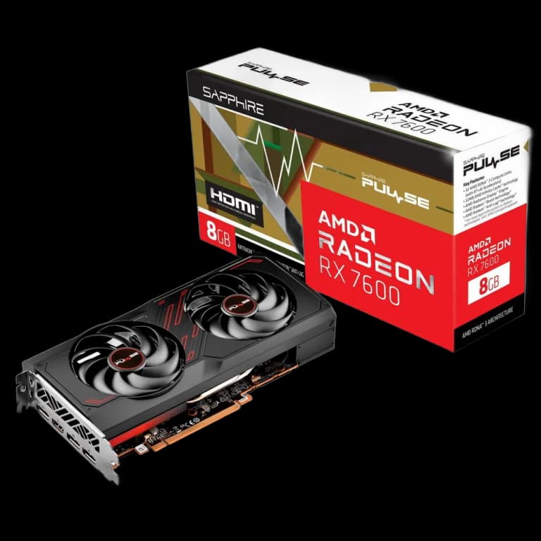 Sapphire Radeon RX 7600 PULSE - 8GB, черный цвет