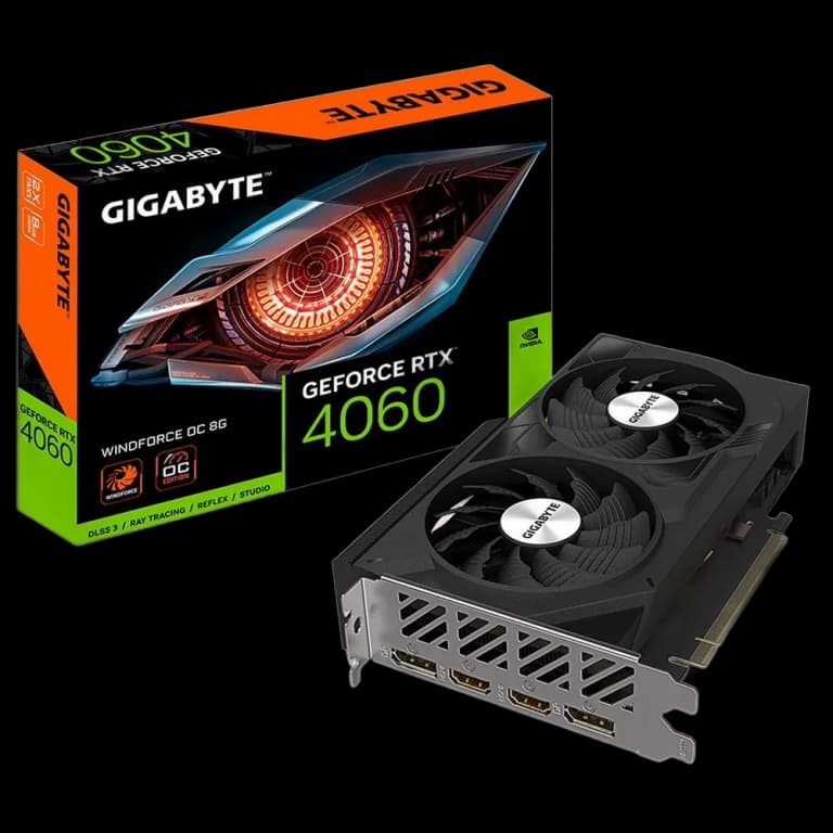Gigabyte GeForce RTX 4060 WINDFORCE OC - 8GB, черный цвет