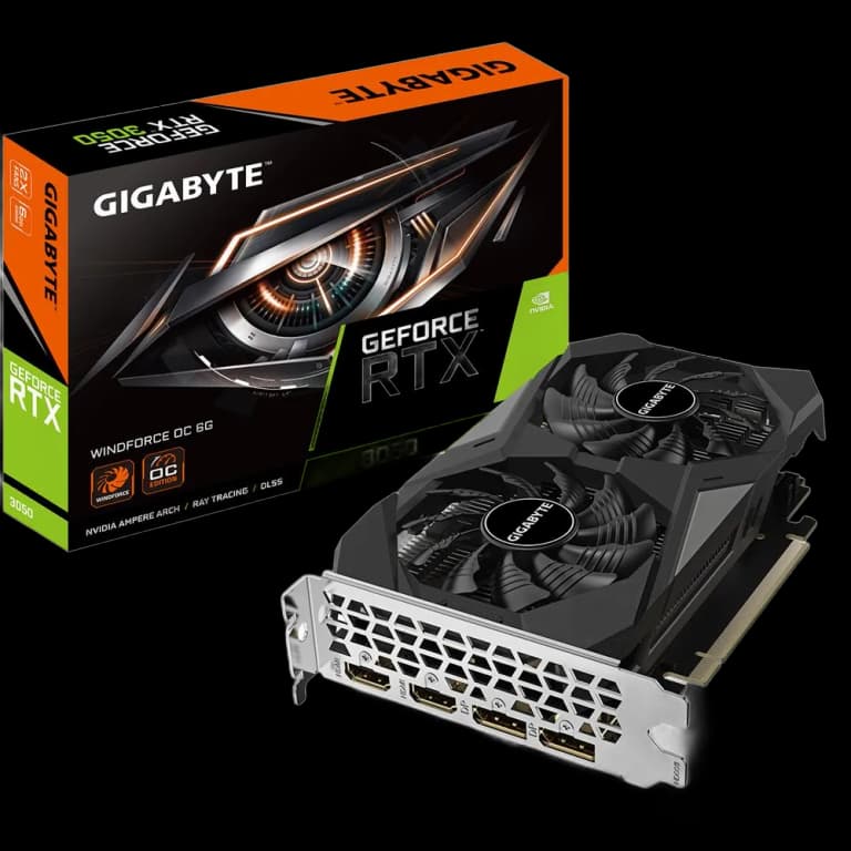 Gigabyte GeForce RTX 3050 WINDFORCE OC - 6GB, черный цвет