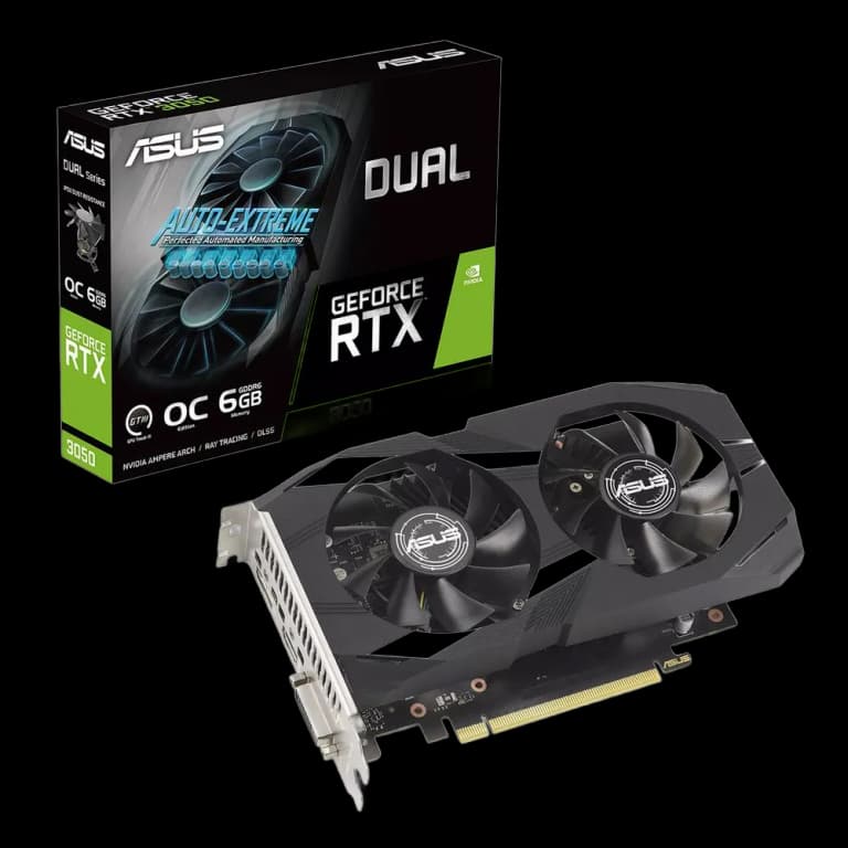 ASUS GeForce RTX  3050 DUAL - 6GB, черный цвет