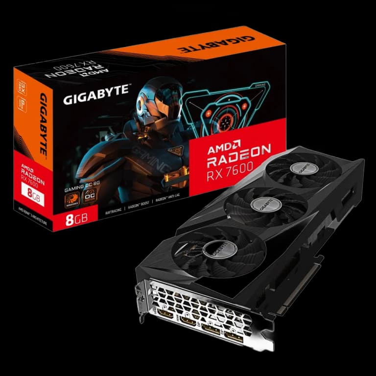 Gigabyte Radeon RX 7600 GAMING OC - 8GB, черный цвет
