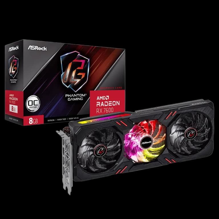 ASRock Radeon RX 7600 Phantom Gaming OC - 8GB, черный цвет