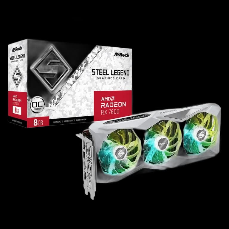ASRock Radeon RX 7600 Steel Legend OC - 8GB, белый цвет
