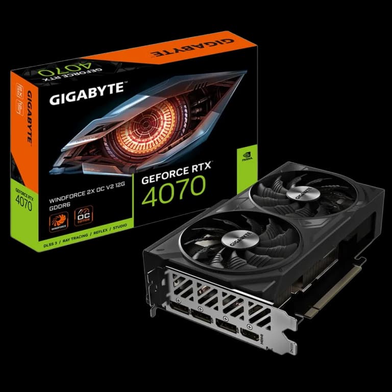 Gigabyte GeForce RTX 4070 WINDFORCE 2X OC V2 - 12GB, черный цвет