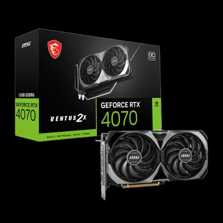 MSI GeForce RTX 4070 VENTUS 2X E1 OC - 12GB, черный цвет